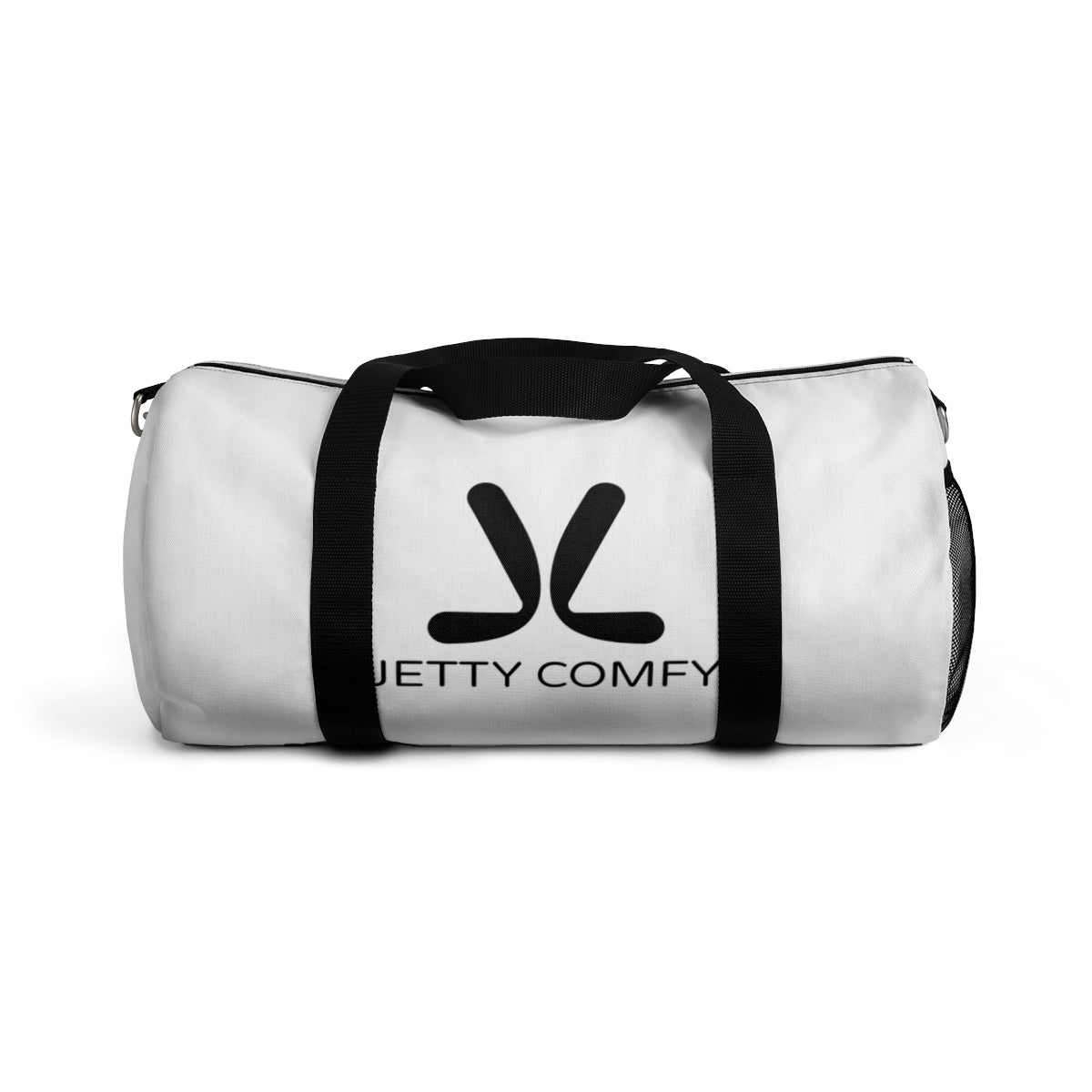 Jetty Comfy™ Signature Logo White Duffel Bag – Durable, Minimalist & Travel-Ready