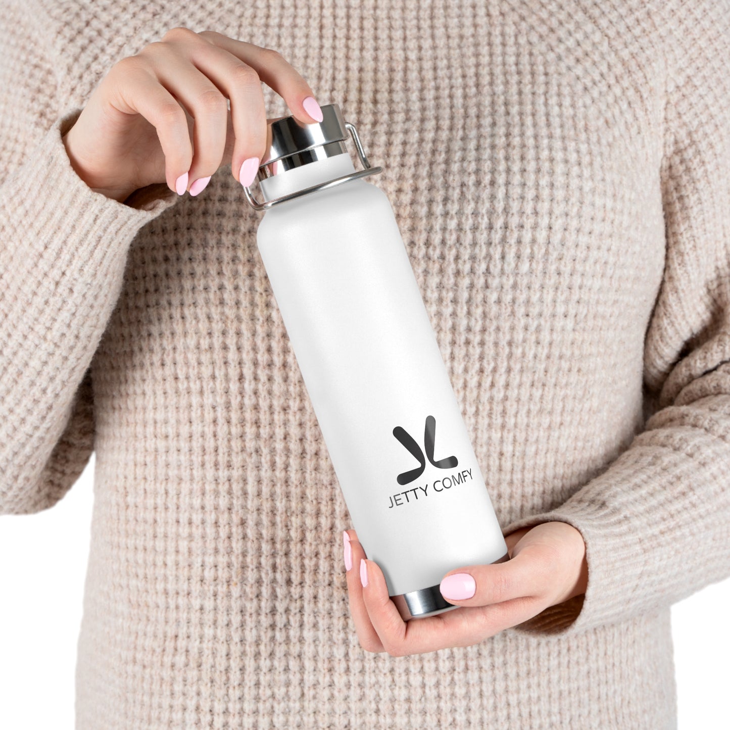 Jetty Comfy™ Copper-Insulated Water Bottle – White, Spill-Resistant & Travel-Ready