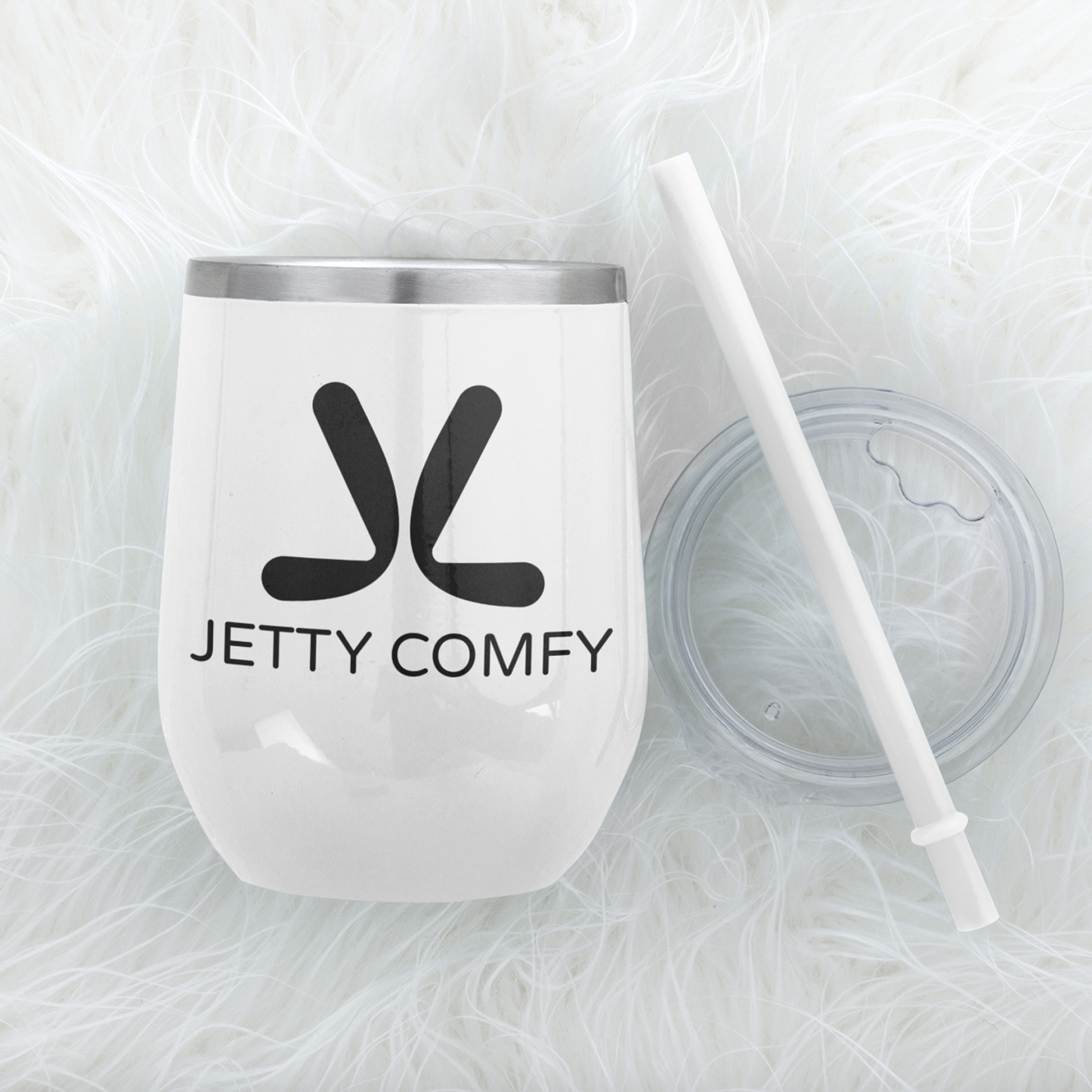 Jetty Comfy™ 12oz Insulated Wine Tumbler – Stainless Steel, Matte White & Sip-Ready