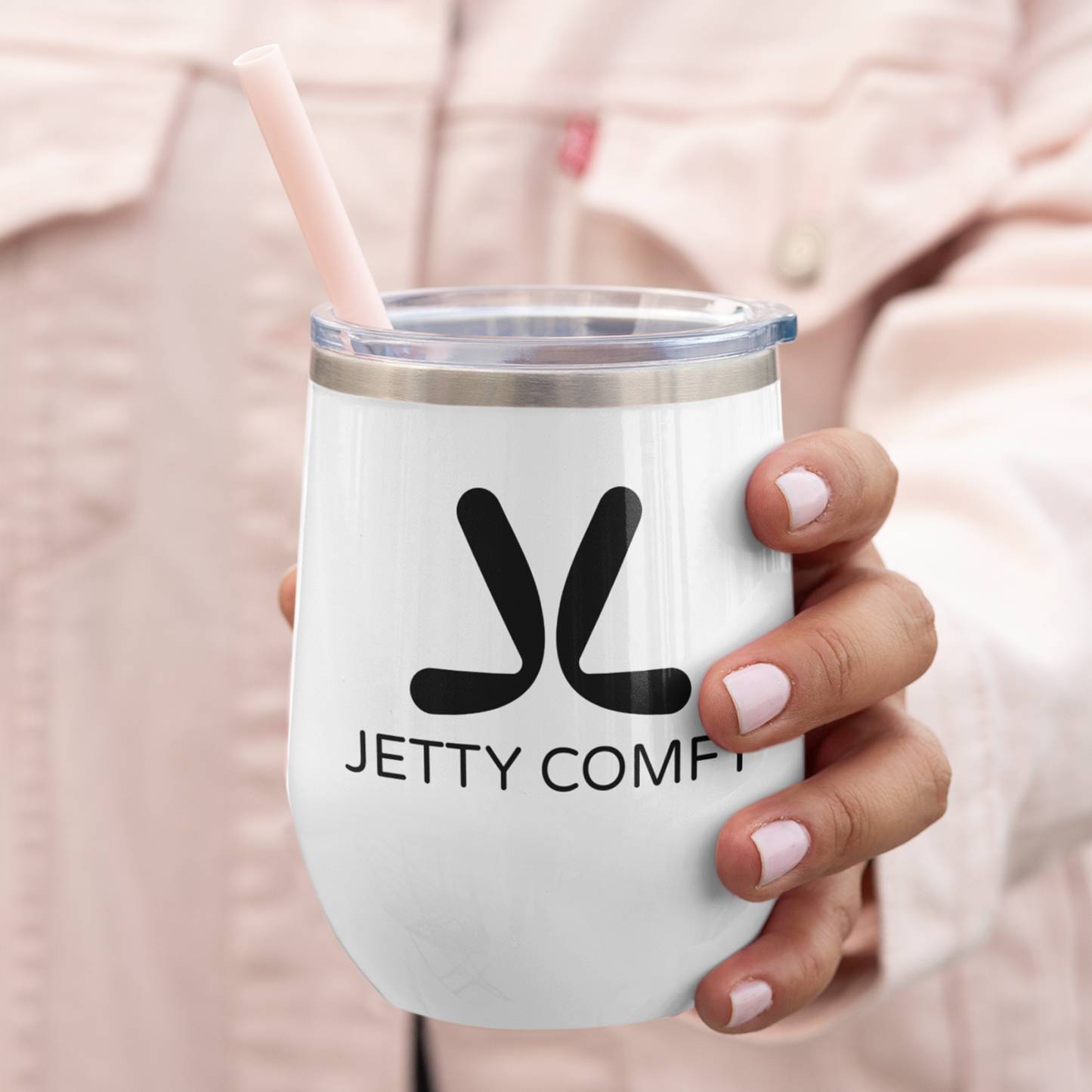 Jetty Comfy™ 12oz Insulated Wine Tumbler – Stainless Steel, Matte White & Sip-Ready