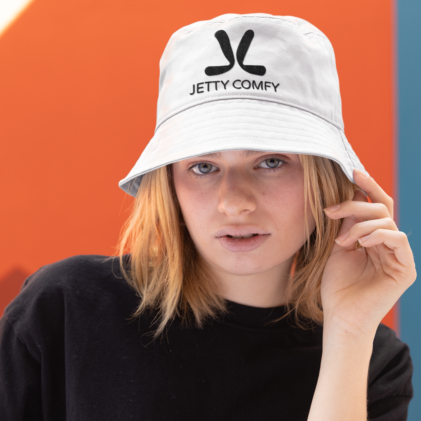 Jetty Comfy™ Signature Logo Bucket Hat – White, Lightweight & Summer-Ready