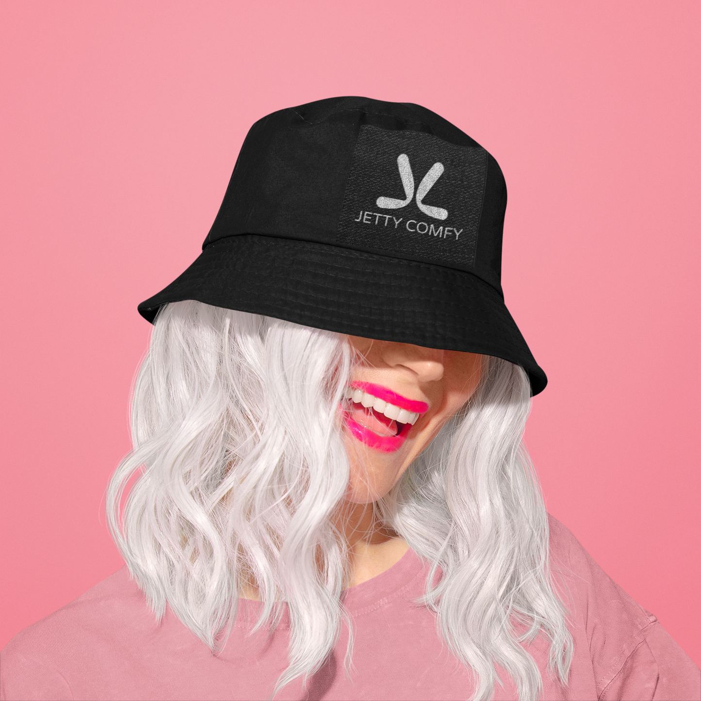 Jetty Comfy™ Signature Logo Bucket Hat – White, Lightweight & Summer-Ready
