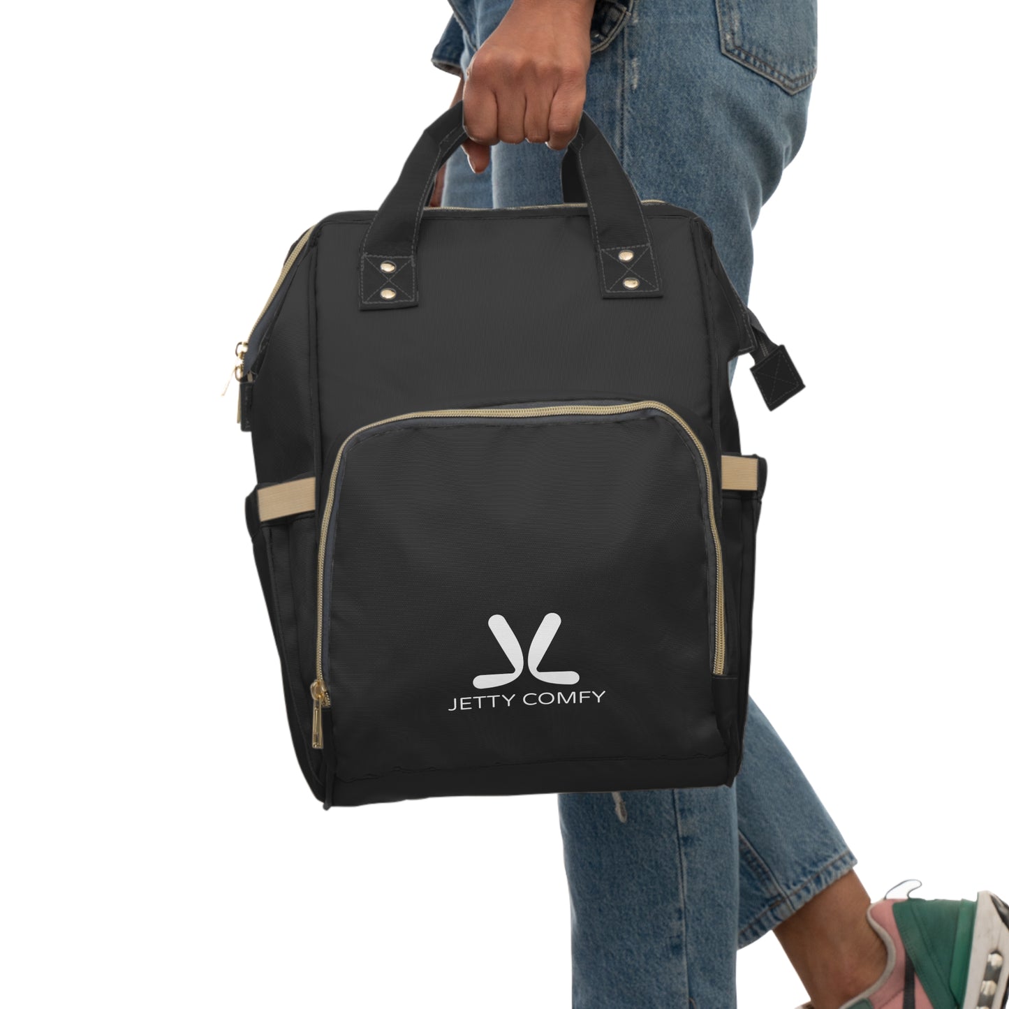 Jetty Comfy™ Signature Logo Black Backpack – Sleek, Spacious & All-Day Comfort