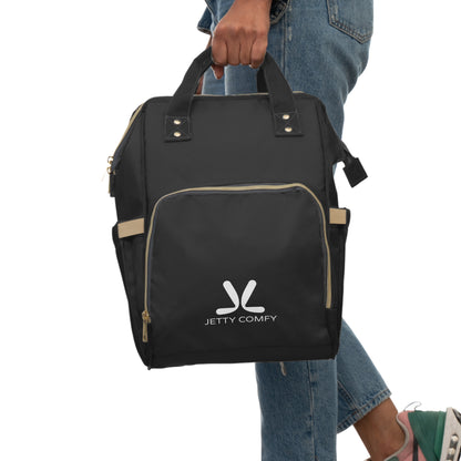 Jetty Comfy™ Signature Logo Black Backpack – Sleek, Spacious & All-Day Comfort