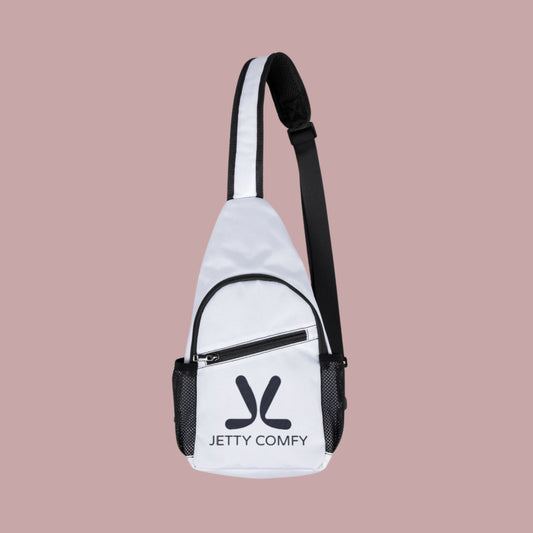 Jetty Comfy™ Signature Logo White Sling Bag – Minimalist, Weather-Ready & Lightweight