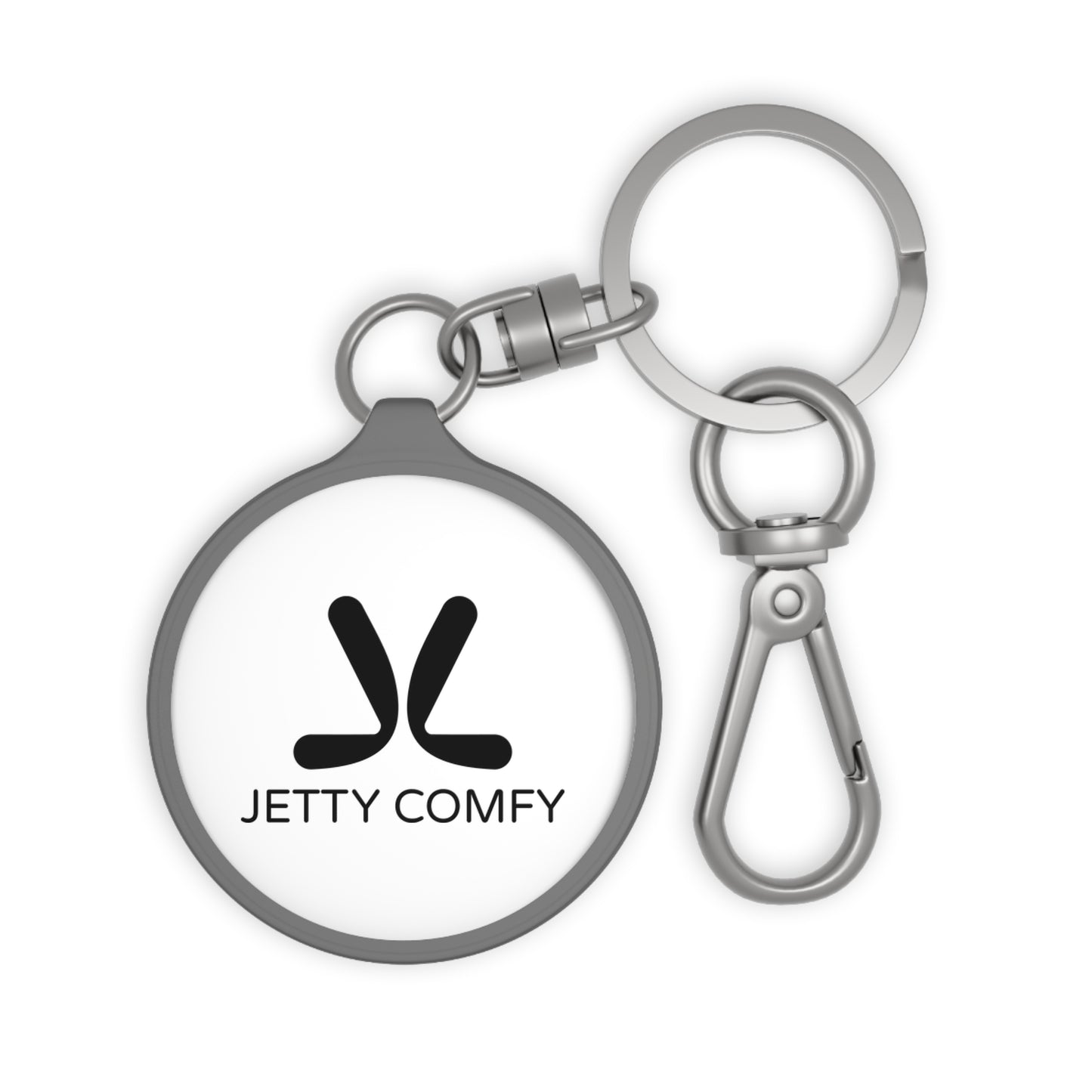 Jetty Comfy™ Acrylic Logo White Keychain – Compact, Sleek & Pocket-Friendly