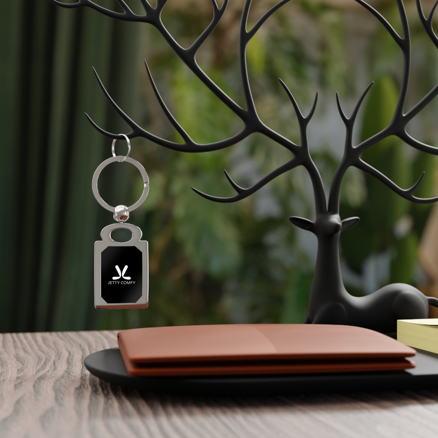 Jetty Comfy™ Rectangular Metal Keychain – Glossy, Durable & Branded Style