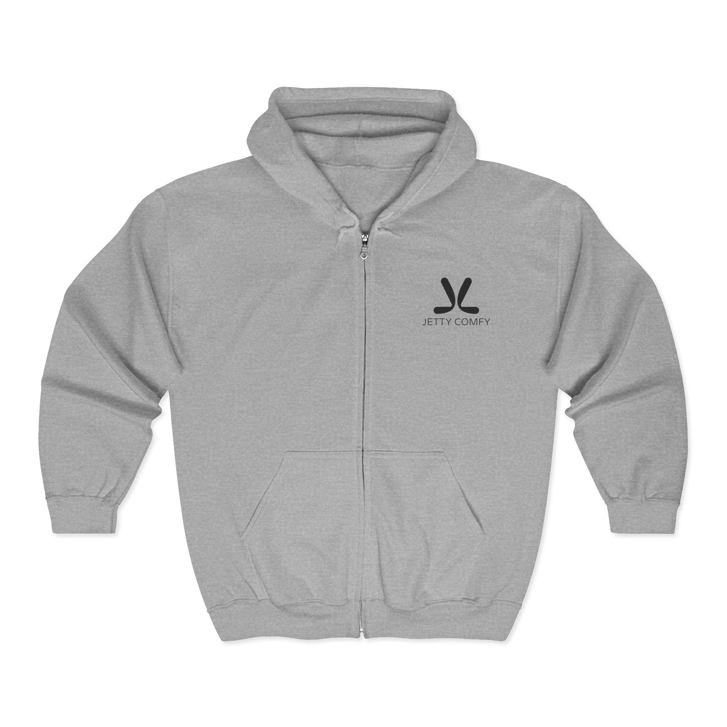 Jetty Comfy™ Zip-Up Hoodie – Grey, Classic Fit & Everyday Essential