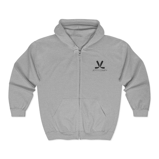 Jetty Comfy™ Zip-Up Hoodie – Grey, Classic Fit & Everyday Essential