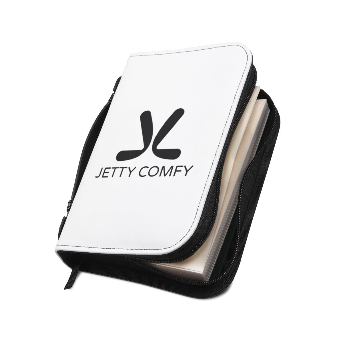 Jetty Comfy™ PU Leather Zippered Book Cover – White, Stylish & Travel-Friendly