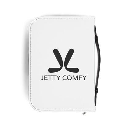 Jetty Comfy™ PU Leather Zippered Book Cover – White, Stylish & Travel-Friendly