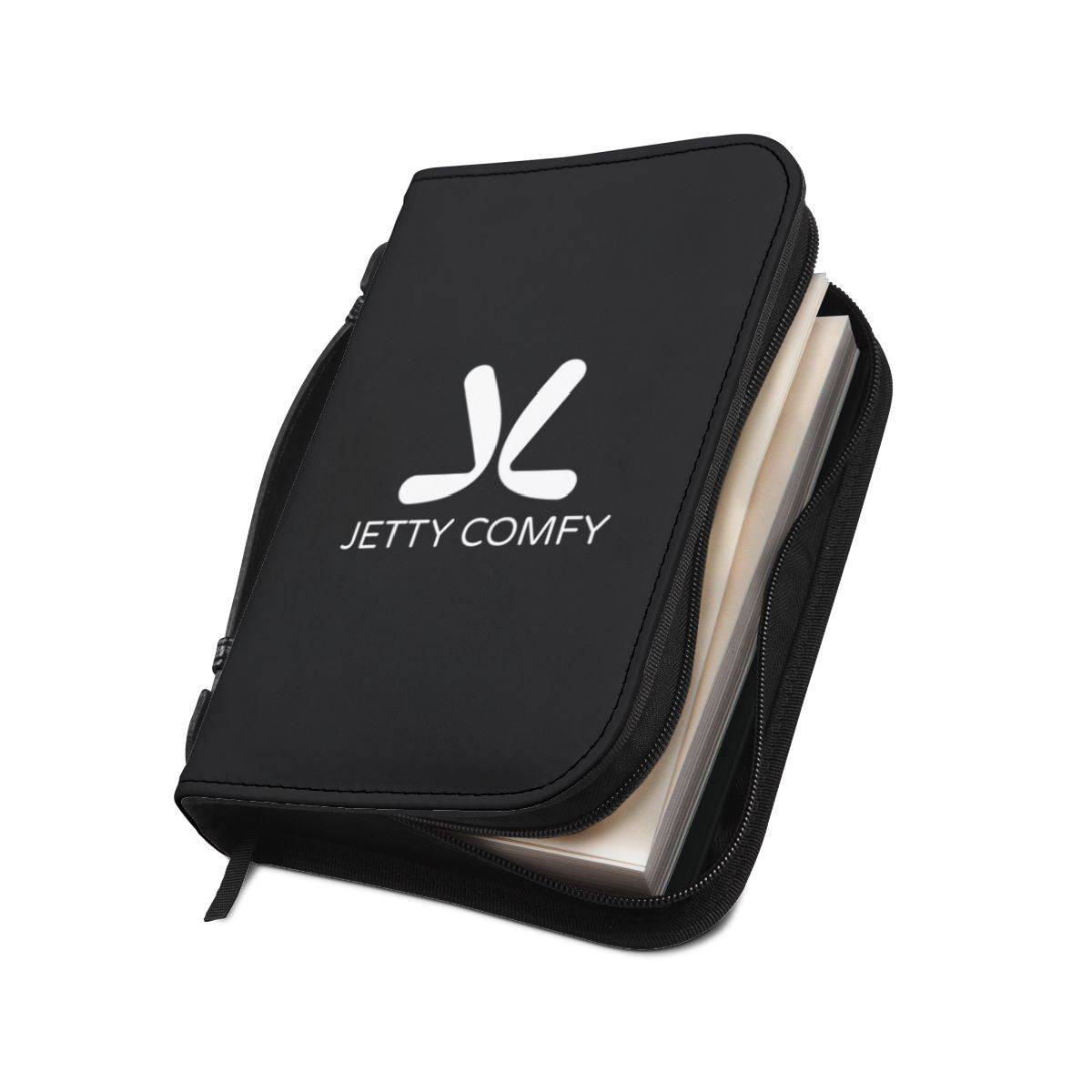 Jetty Comfy™ PU Leather Zippered Book Cover – Black, Sleek & Protective