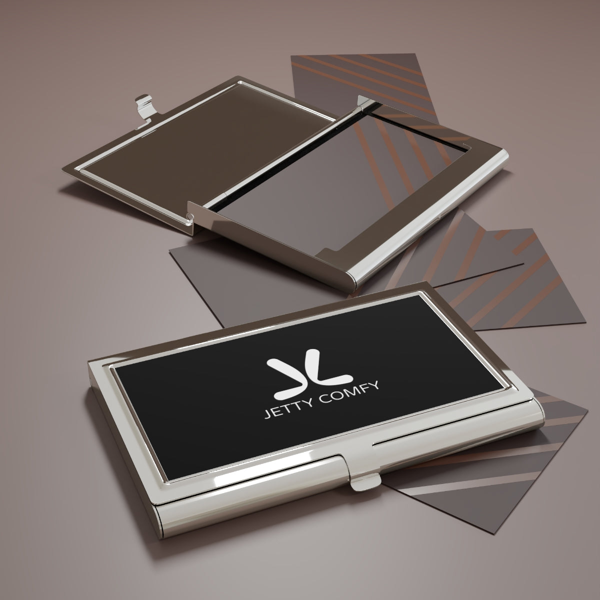 Jetty Comfy™ Glossy Metal Business Card Holder – Sleek, Secure & Professional