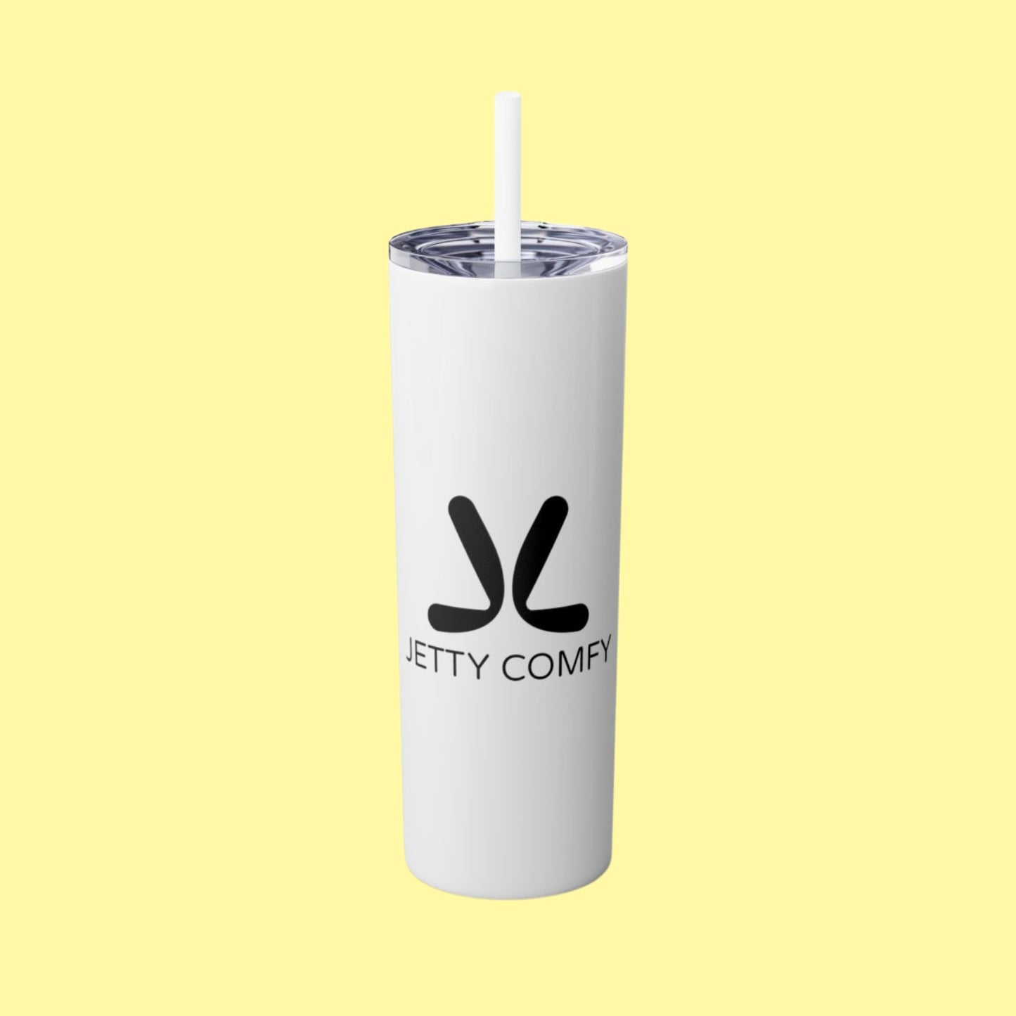 Jetty Comfy™ Signature Logo Tumbler – Sleek, Insulated & BPA-Free (Glossy White)