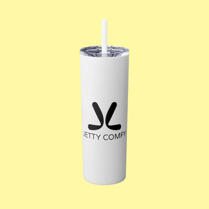 Jetty Comfy™ Signature Logo Tumbler – Sleek, Insulated & BPA-Free (Glossy White)