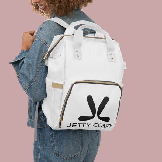 Jetty Comfy™ Signature Logo White Backpack – Tear-Resistant, Spacious & Everyday Ready