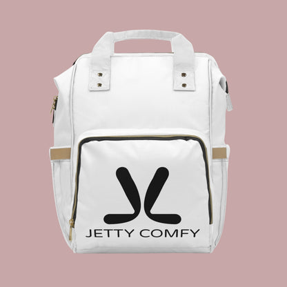 Jetty Comfy™ Signature Logo White Backpack – Tear-Resistant, Spacious & Everyday Ready