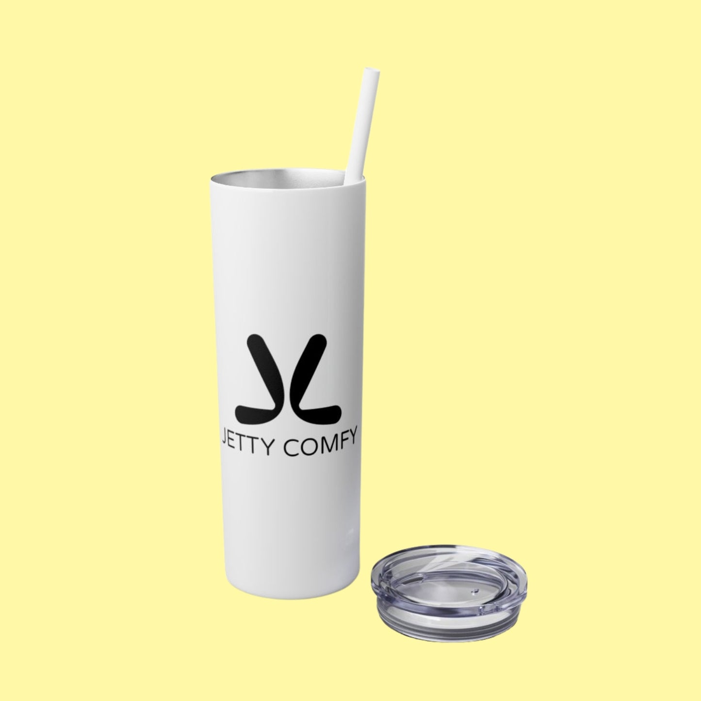 Jetty Comfy™ Signature Logo Tumbler – Sleek, Insulated & BPA-Free (Glossy White)