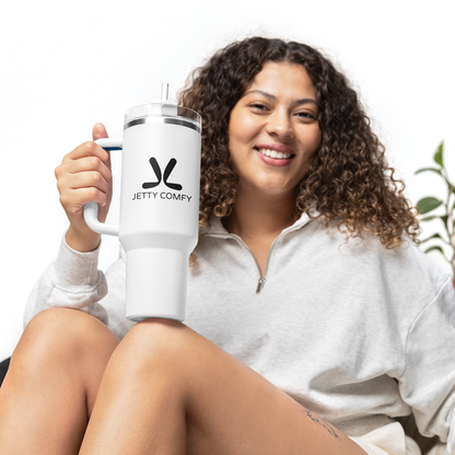 Jetty Comfy™ Signature Logo 40oz White Tumbler – Insulated, BPA-Free & Handle-Ready