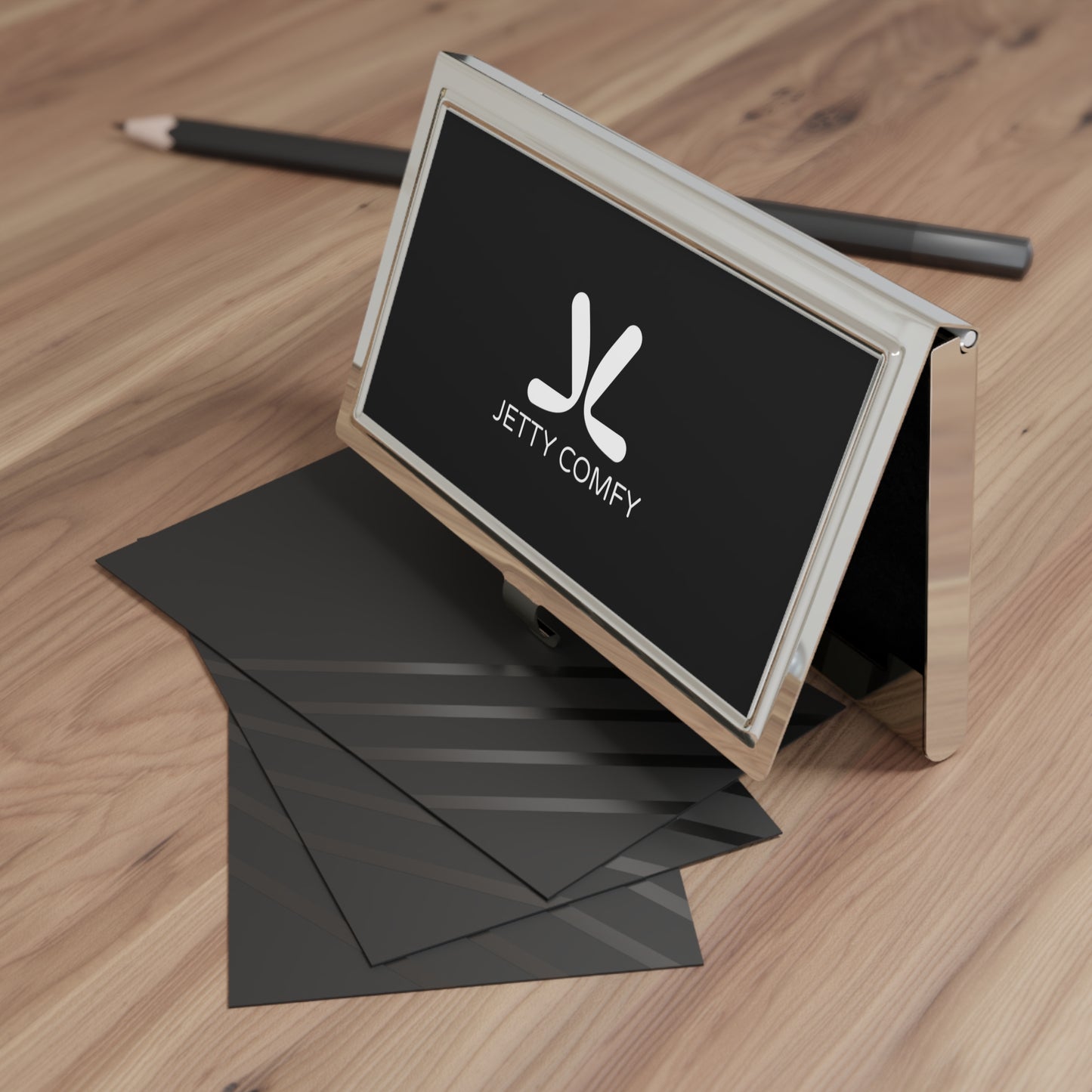 Jetty Comfy™ Glossy Metal Business Card Holder – Sleek, Secure & Professional