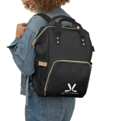 Jetty Comfy™ Signature Logo Black Backpack – Sleek, Spacious & All-Day Comfort