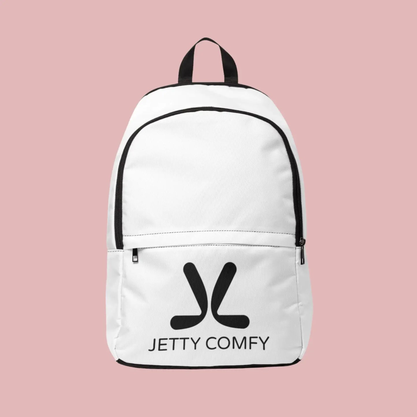 Jetty Comfy™ Signature Logo White Backpack – Lightweight, Waterproof & Built for Daily Life
