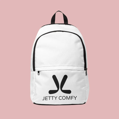Jetty Comfy™ Signature Logo White Backpack – Lightweight, Waterproof & Built for Daily Life