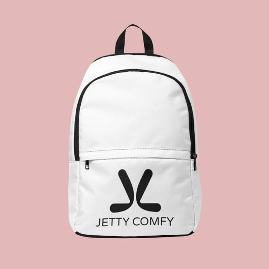 Jetty Comfy™ Signature Logo White Backpack – Lightweight, Waterproof & Built for Daily Life