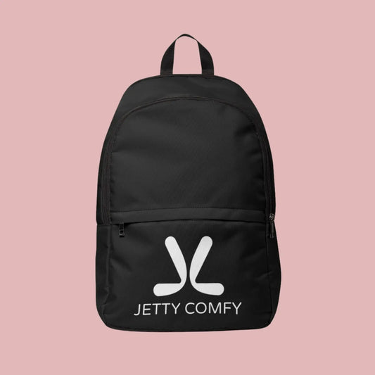 Jetty Comfy™ Signature Logo Black Backpack – Lightweight, Waterproof & Built for Daily Life
