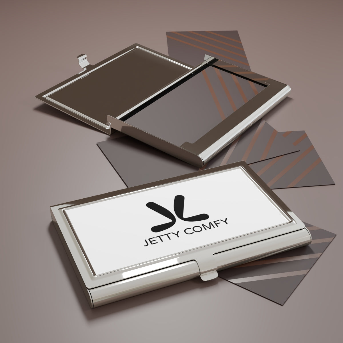 Jetty Comfy™ Glossy Metal White Business Card Holder – Sleek, Secure & Professional