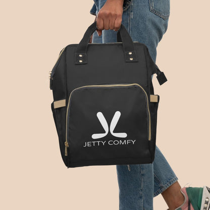 Jetty Comfy™ Signature Logo Black Backpack – Sleek, Spacious & All-Day Comfort